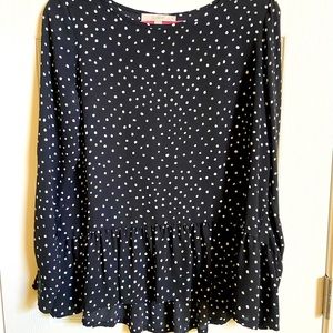 LOFT black and white polka dot peplum top